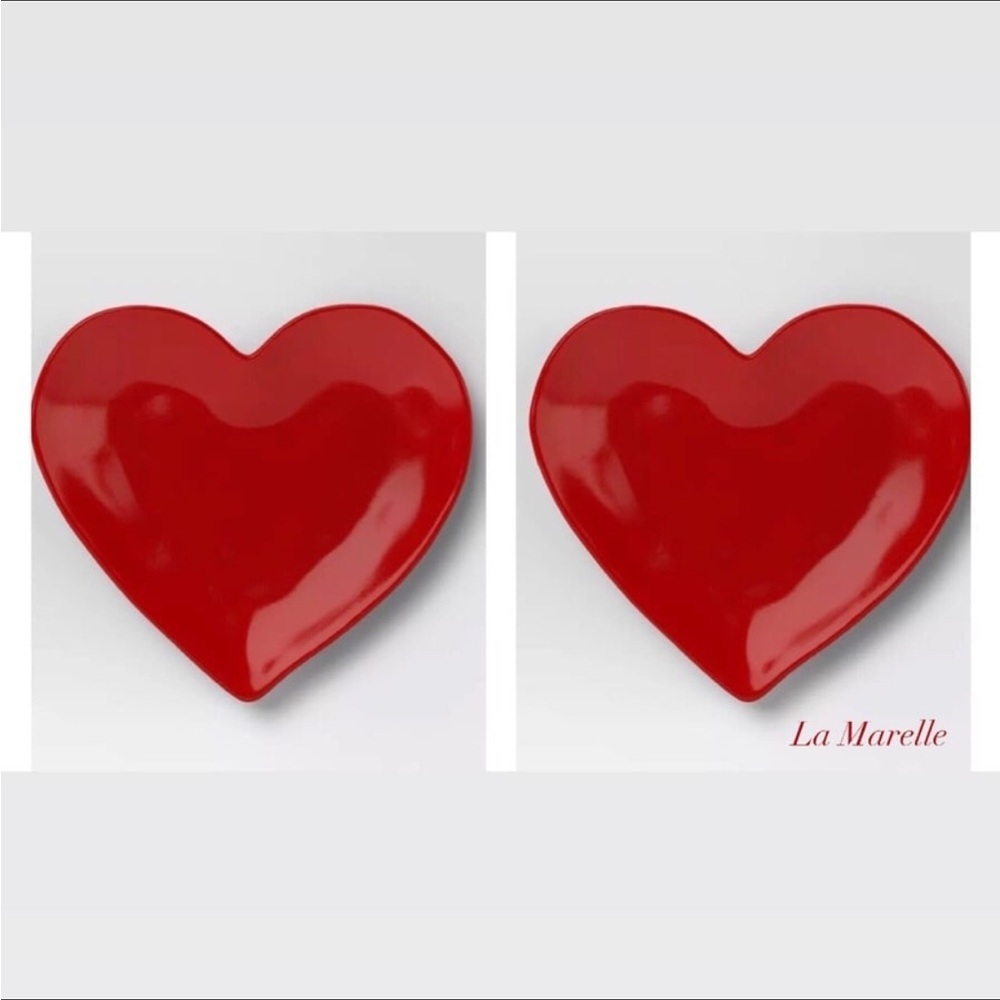 7.25" Valentine Stoneware Figural Heart Appetizer Plate Red (Set of 2) Threshold